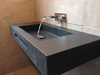 Prestbury Bathrooms supplies, installs and fits Aquabella luxury stone effect bathroom furniture.
